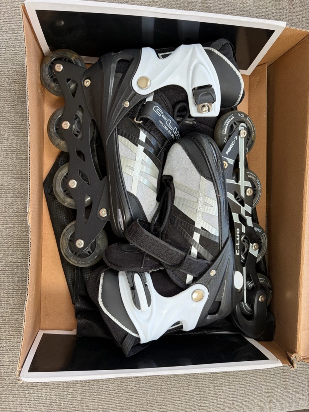 Black & Gray Adjustable Inline Roller Skates